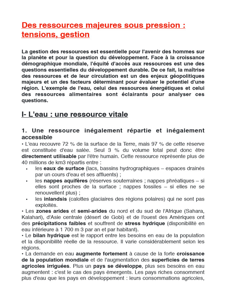 Gestion durable des ressources essentielles | PDF | Économie ...