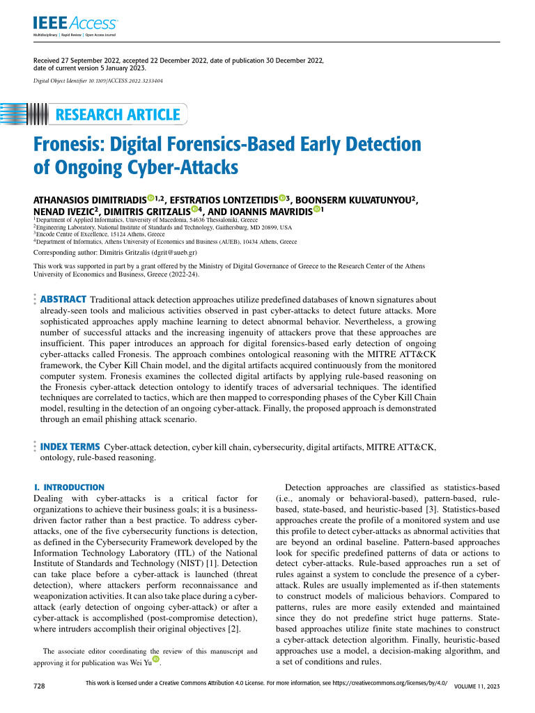 Early Cyber-Attack Detection with Fronesis | PDF | Malware ...