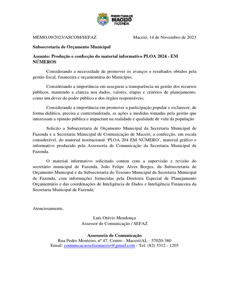 Produção e Confecção Do Material Informativo PLOA 2024 - EM NÚMEROS | PDF