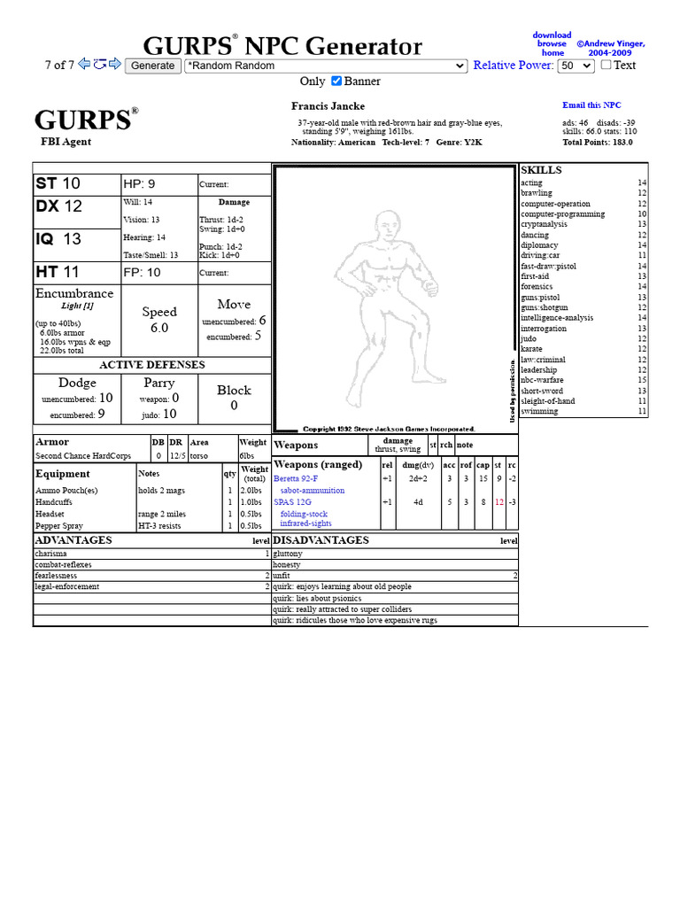 Cyberpunk NPC Generator Tool | PDF | Tabletop Games | Role Playing