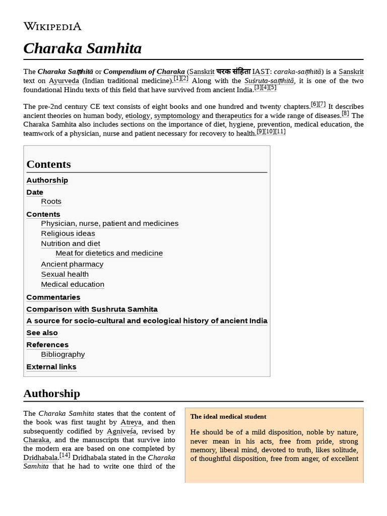 Charaka Samhita Overview and Insights | PDF
