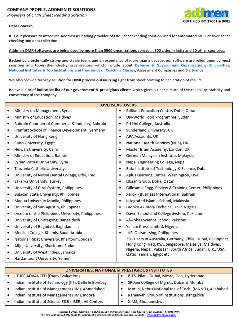 Addmen-Client-List 2023 | PDF | Government Of India