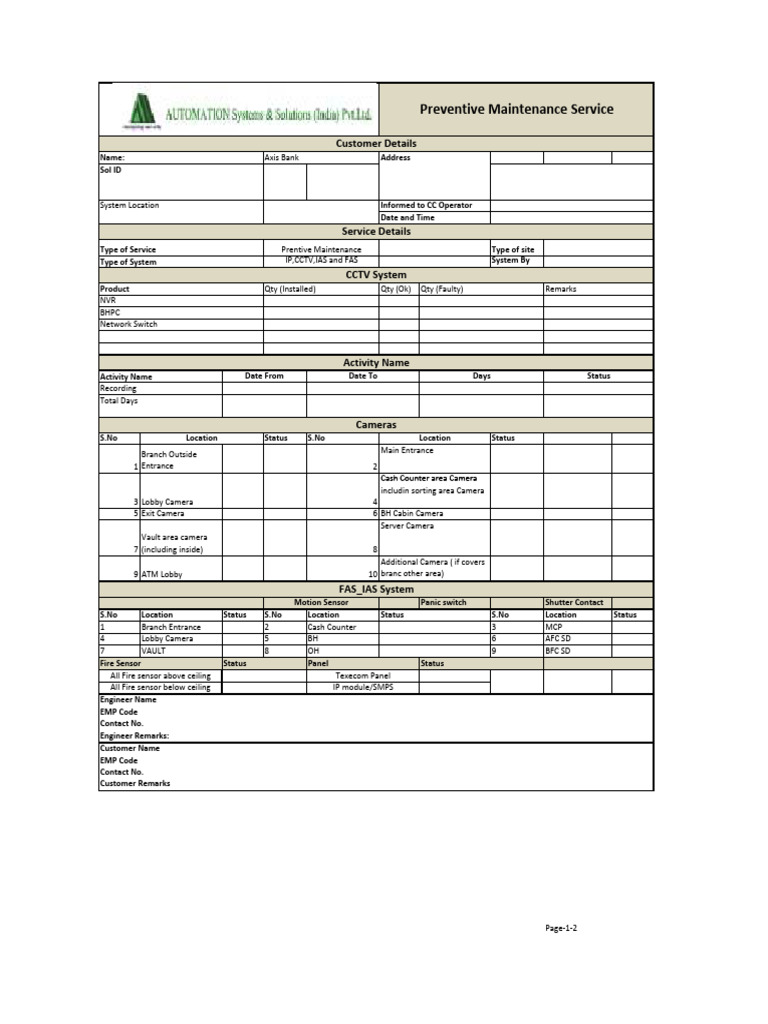 03 Service Report Preventive Maintanance | PDF | Equipment | Computing