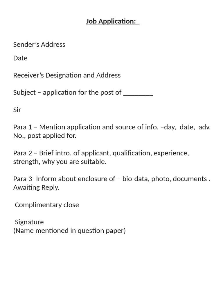 Format Sample Job Application 1 Pdf
