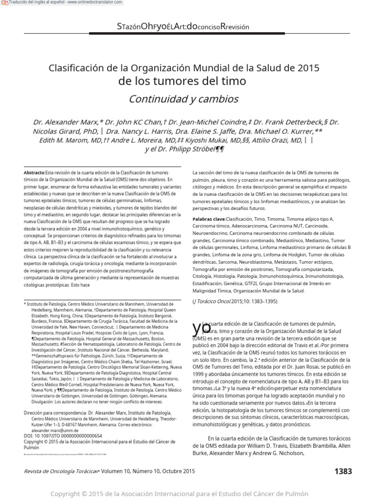 Timoma en Es | PDF | Neoplasias | Cáncer de pulmón