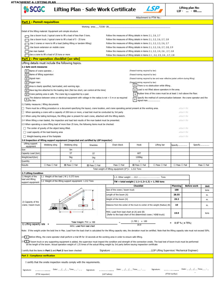 Lifting Plan and Safety Procedures | PDF | Crane (Machine ...