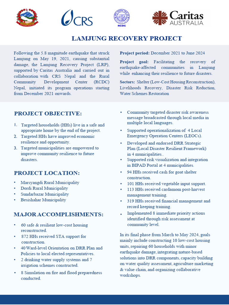 Lamjung Recovery Project Overview | PDF