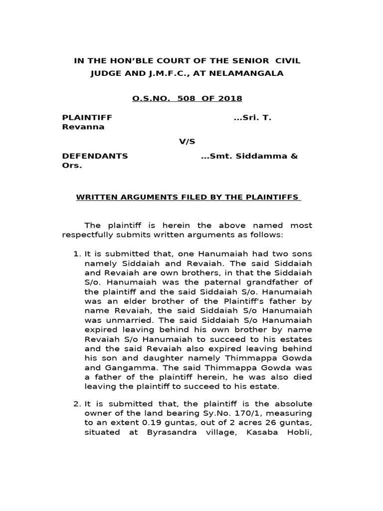 Writte Arguments OS 508 of 2018 | PDF | Lawsuit | Public Law