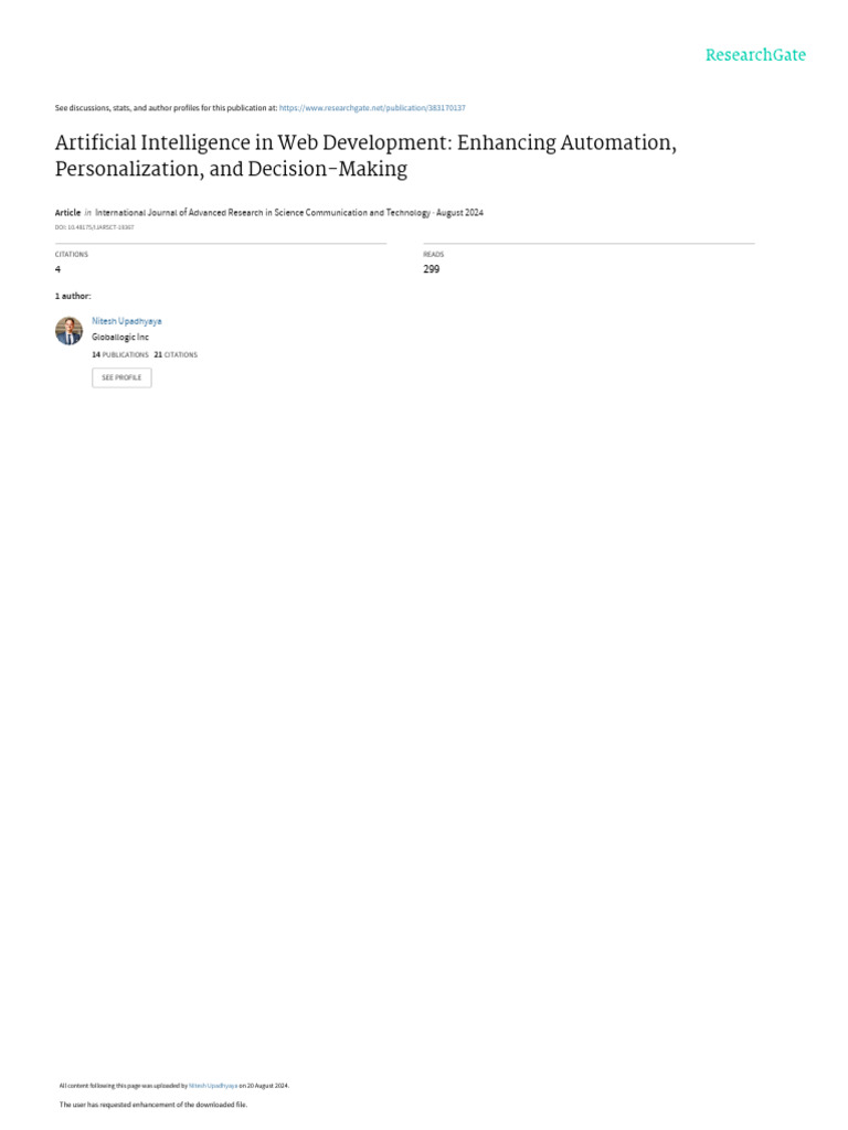 Artificial Intelligence in Web Development: Enhancing Automation ...