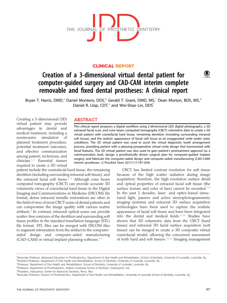 Creation of A 3-Dimensional Virtual Dental Patient Forcomputer-Guided ...