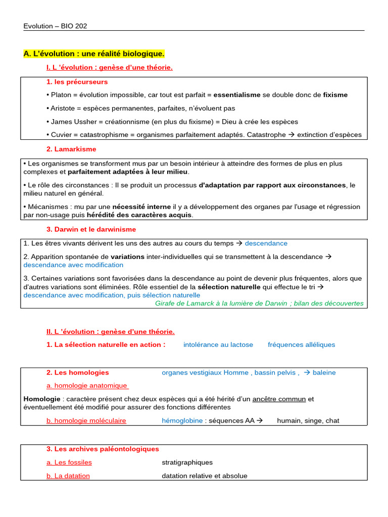 Théories de l'évolution et classification biologique | PDF | Évolution ...