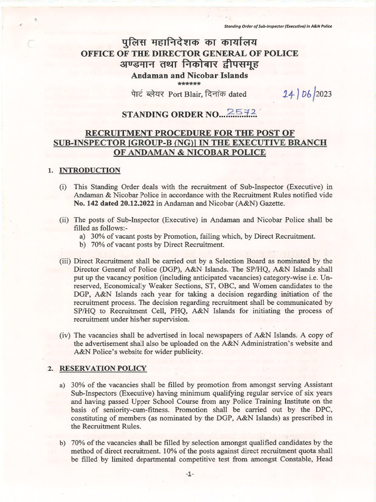 So For Sub Inspector Exe 14-06-23 | PDF