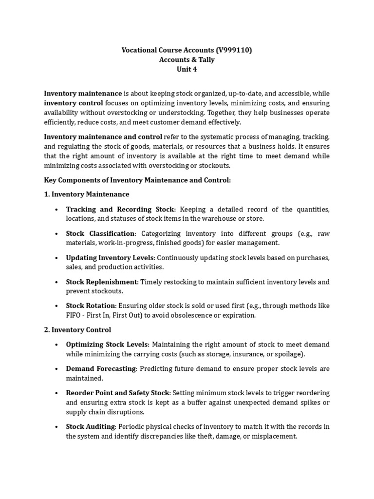 Unit 4 | PDF | Inventory | Warehouse