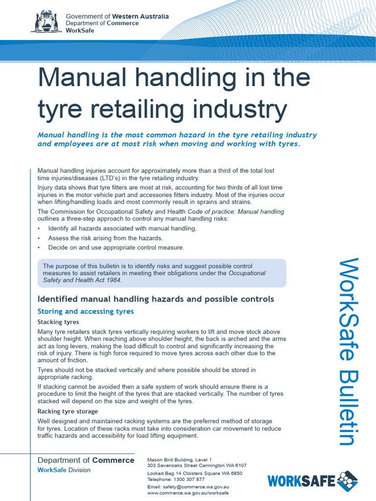 Tyre Retail Manual Handling Safety Guide | PDF | Occupational Safety ...