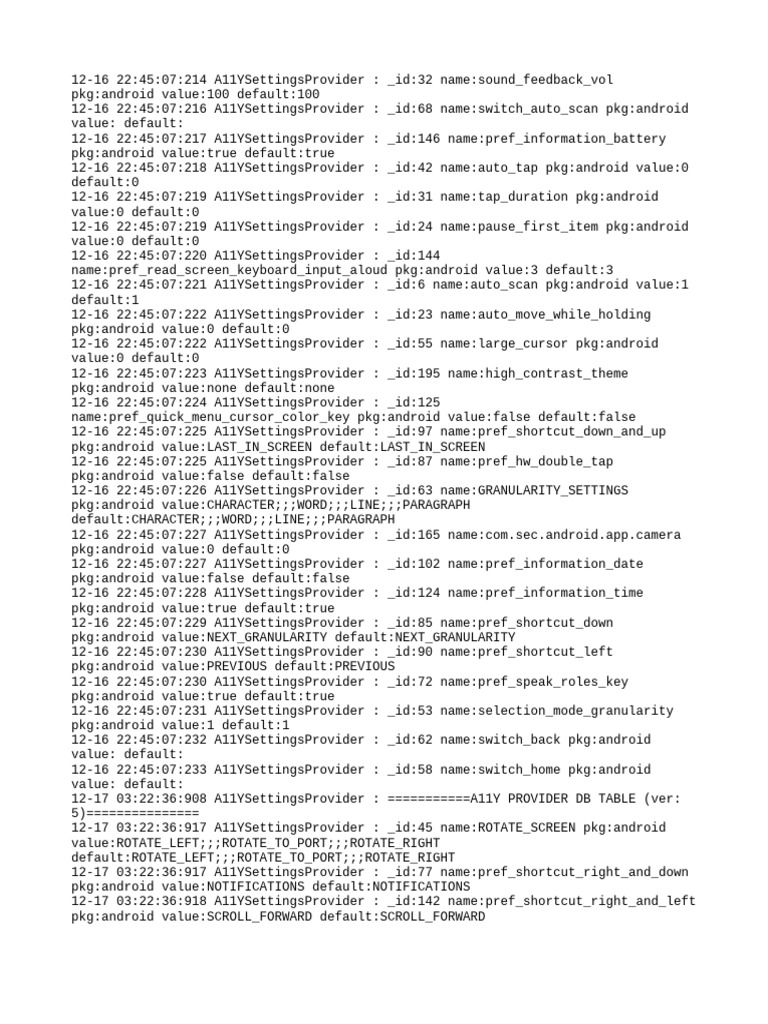 Android Accessibility Settings Log | PDF | Thin Clients | Smart Devices