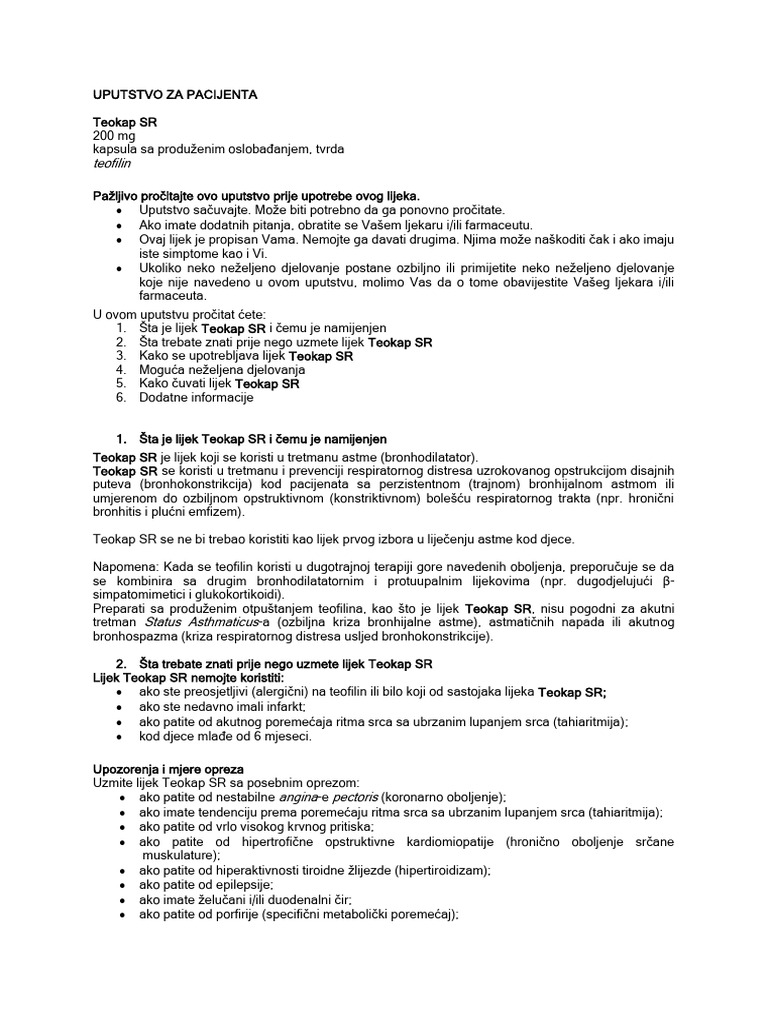 Teokap SR 200mg 30 Kapsula Medication Guide | PDF