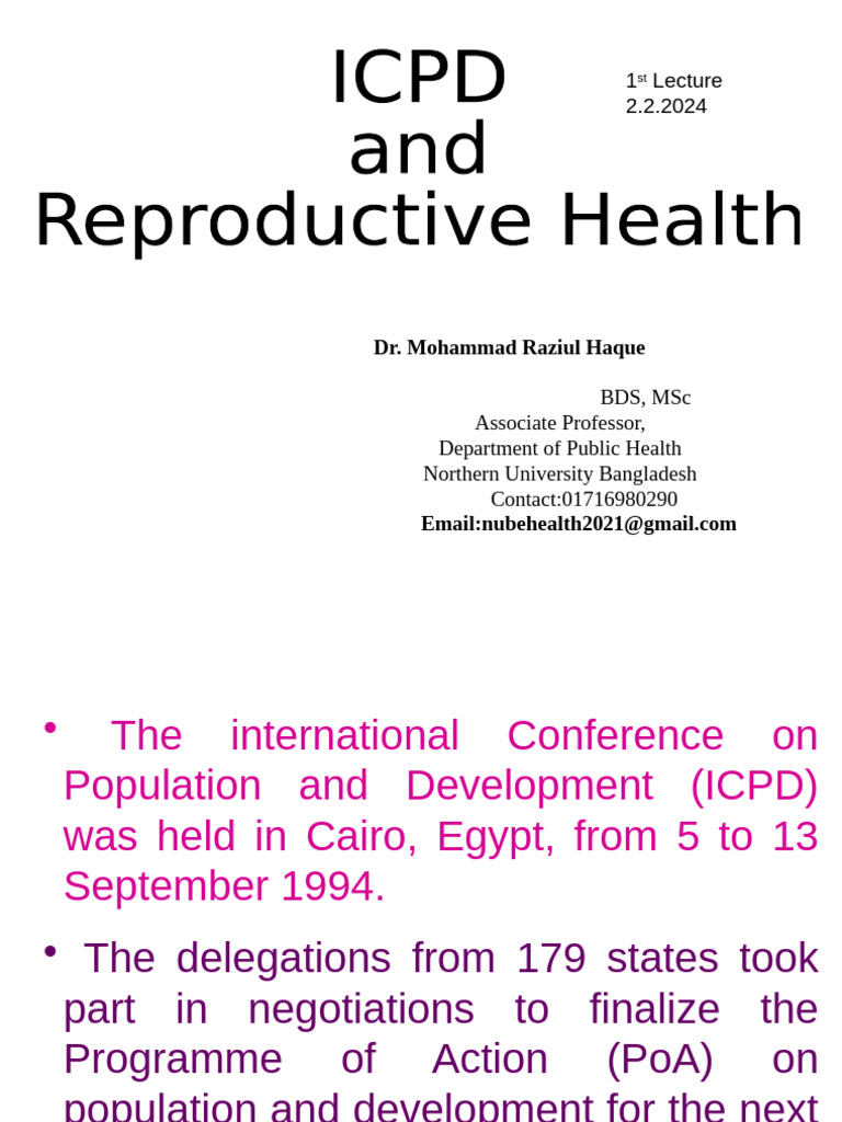 ICPD Reproductive Health Overview | PDF | Woman | Reproductive Rights