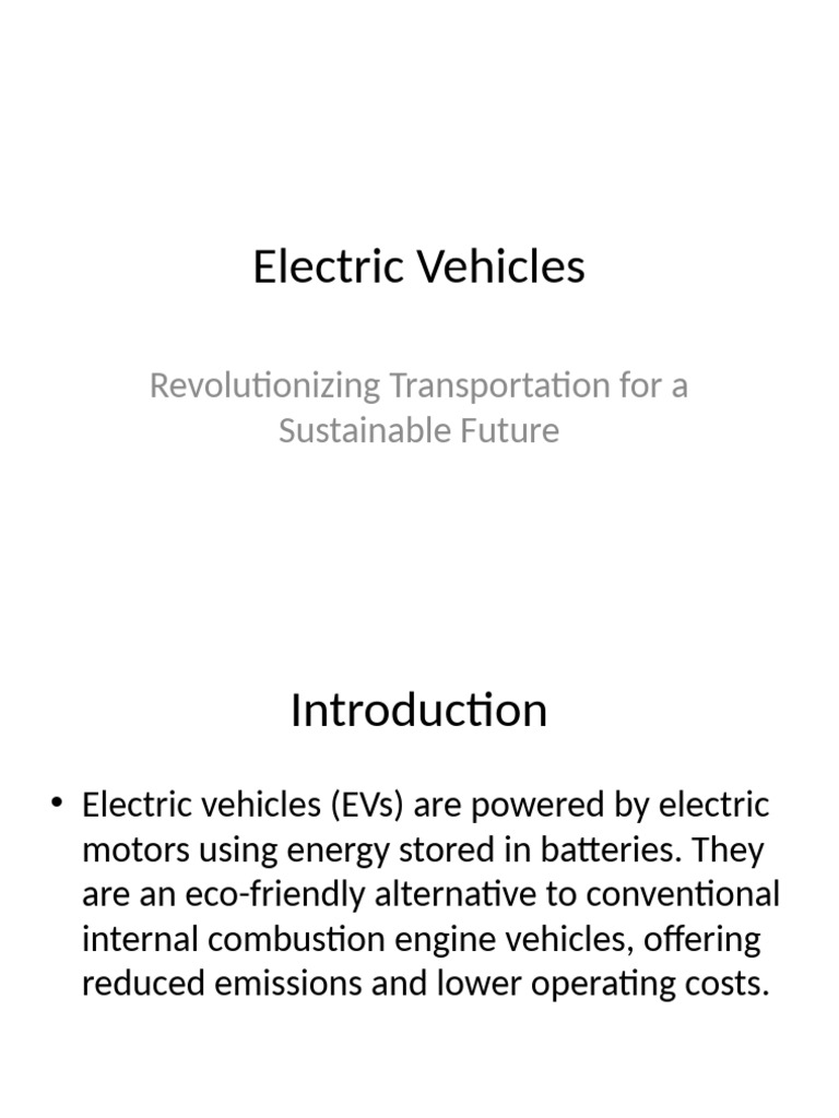 Electric Vehicles Presentation Pdf