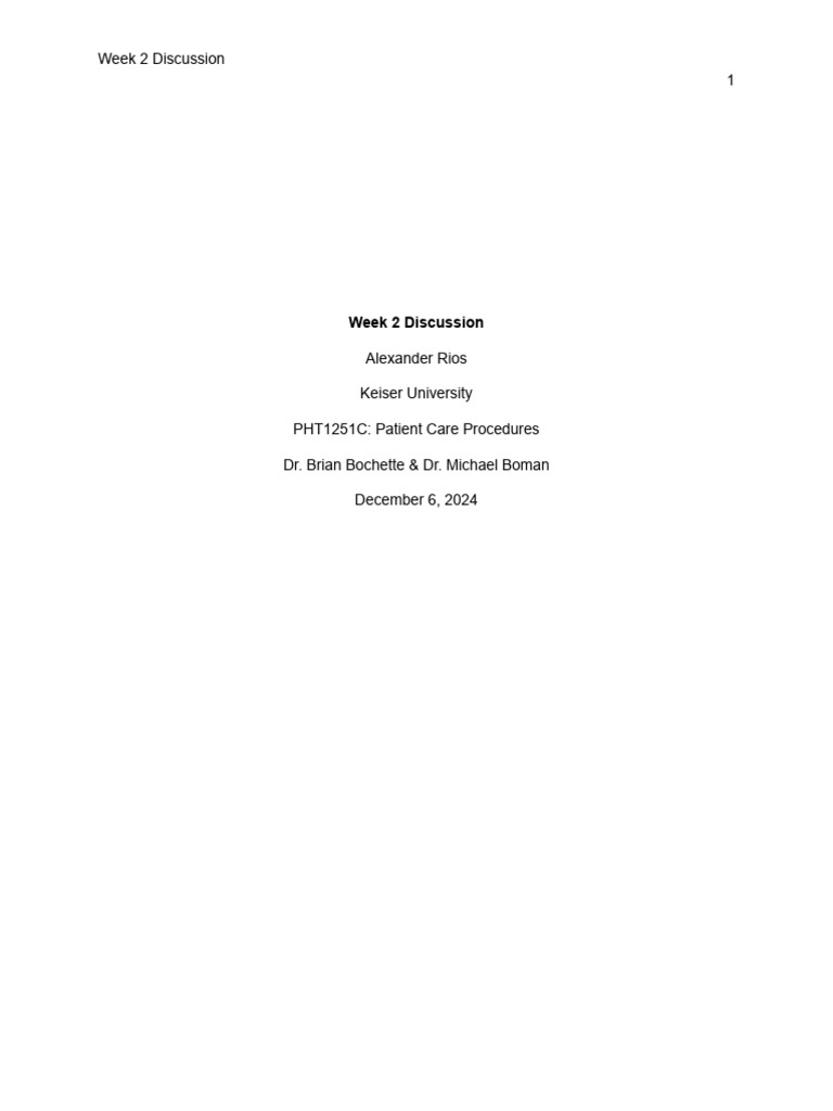 Week 2 Discussion | PDF | Physical Therapy | Leadership