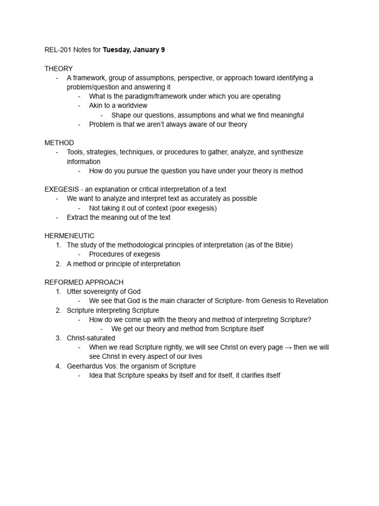 REL-201 - Class 1 (Jan. 9) | PDF