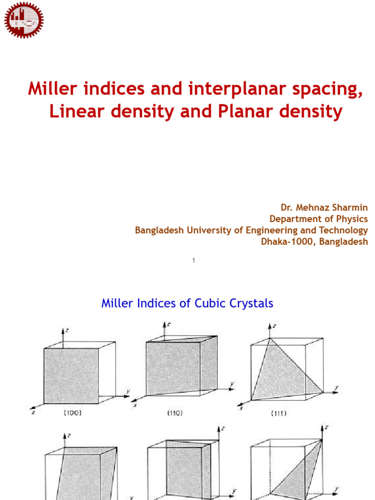 Miller Indices and Interplanar Spacing | PDF | Crystal Structure ...