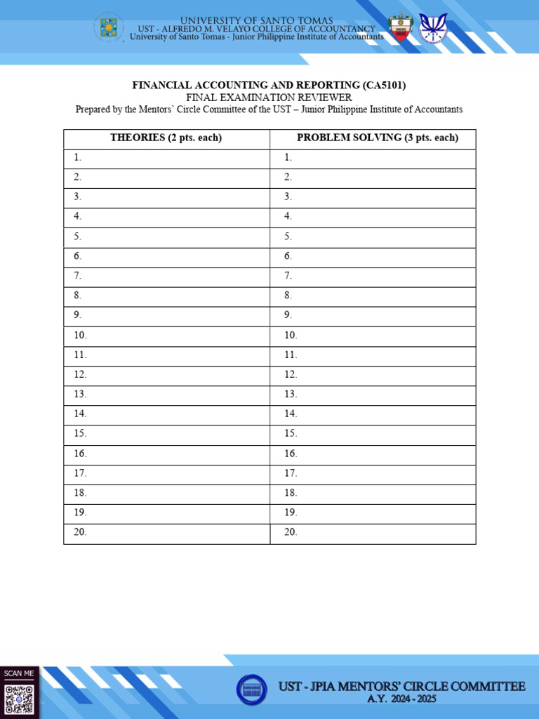 UST JPIA Financial Accounting Reviewer | PDF | Deferral | Debits And ...