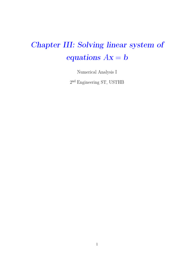 Chapter III Solving The Linear System of Equations Ax B | PDF | Matrix ...