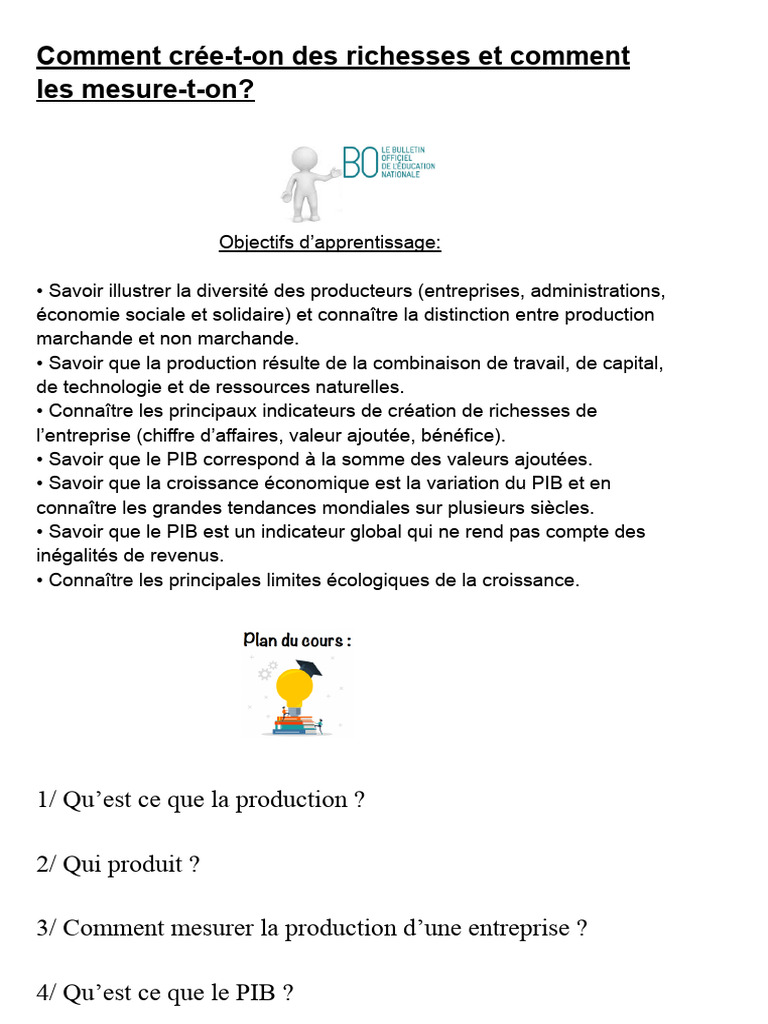Création et mesure de la richesse | PDF | Produit intérieur brut | Richesse