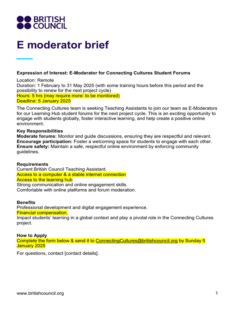 e moderator brief_Đặng Duy Nguyên | PDF | Internet Forum | Halloween
