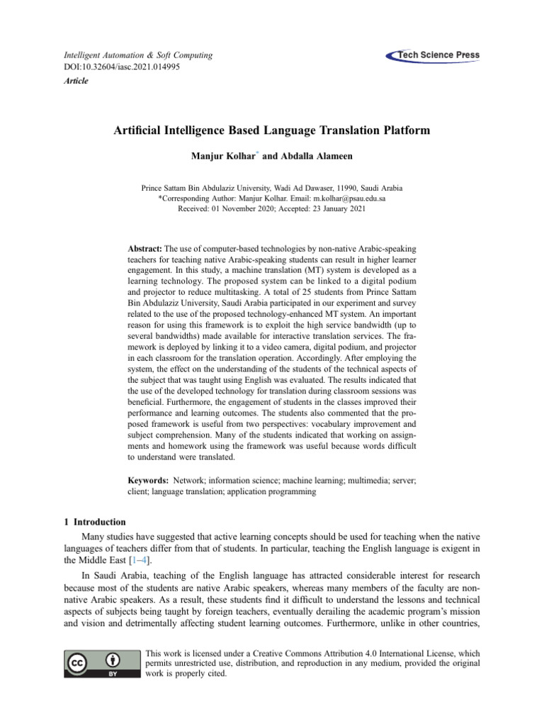AI Translation for Arabic Education | PDF | Cloud Computing | Server ...