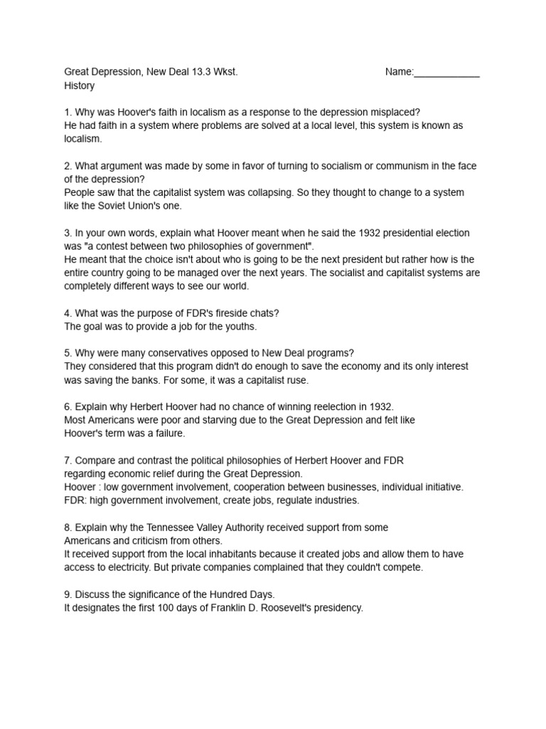 Hoover vs. FDR: Economic Philosophies Explained | PDF | New Deal ...