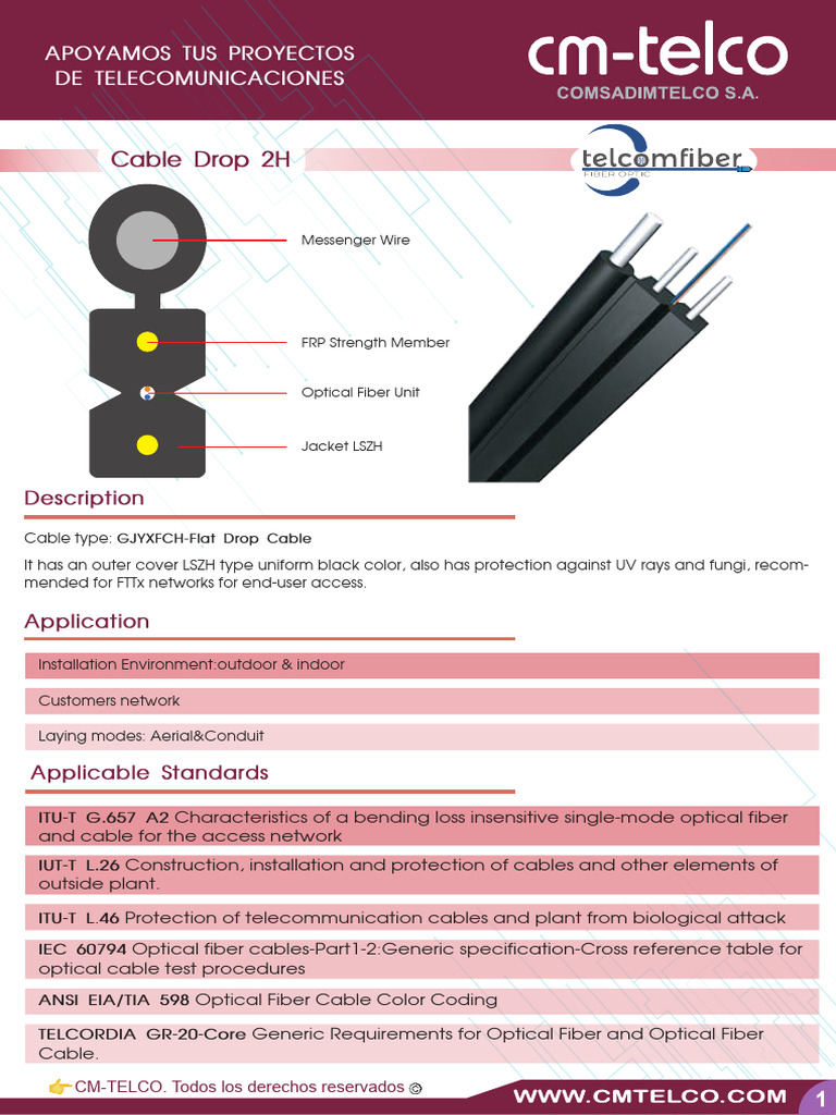 GJYXFCH-2B6 Drop Cable Specifications | PDF | Optical Fiber ...