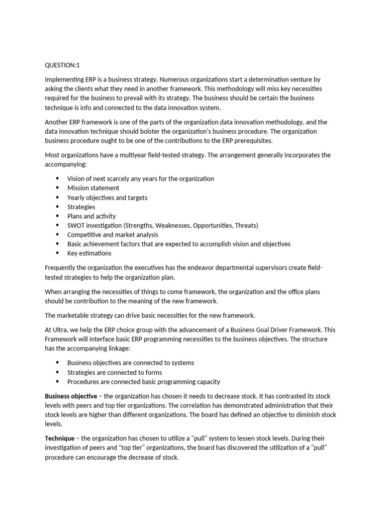 QUIZ ERP | PDF | Enterprise Resource Planning | Supply Chain Management