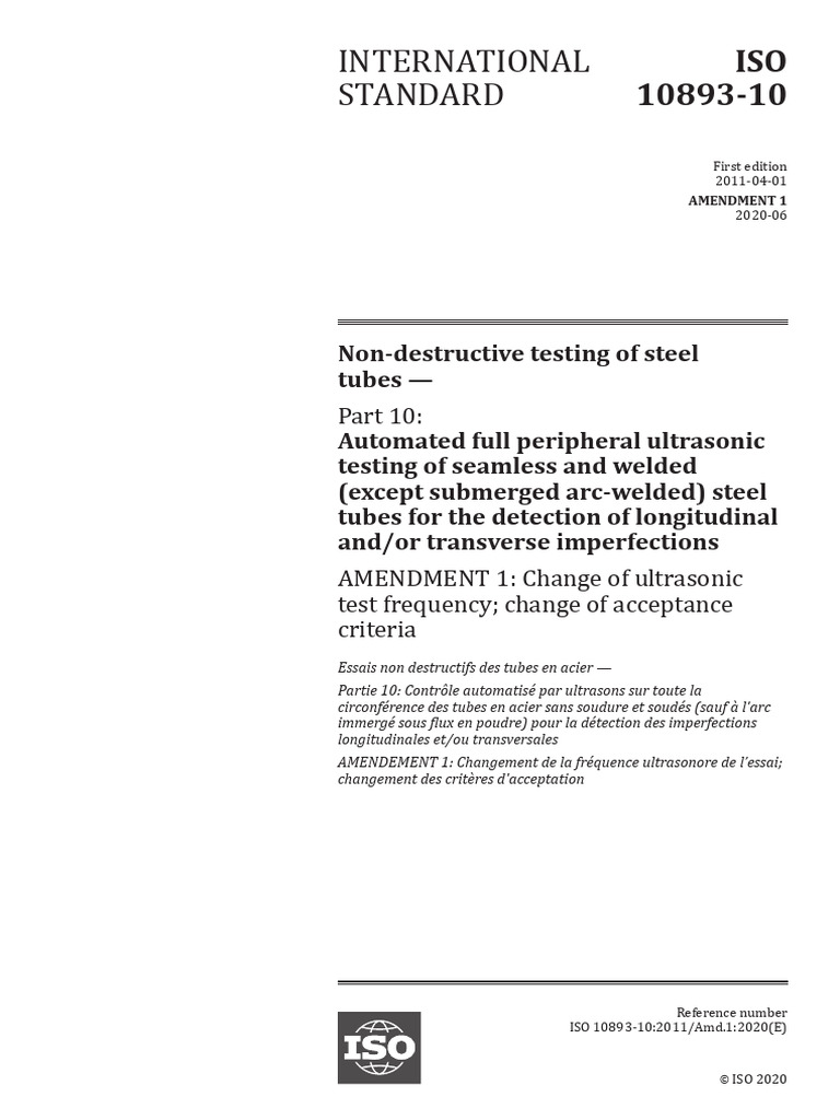 ISO 10893-10-2011 Amd1-2020 | PDF | International Organization For ...