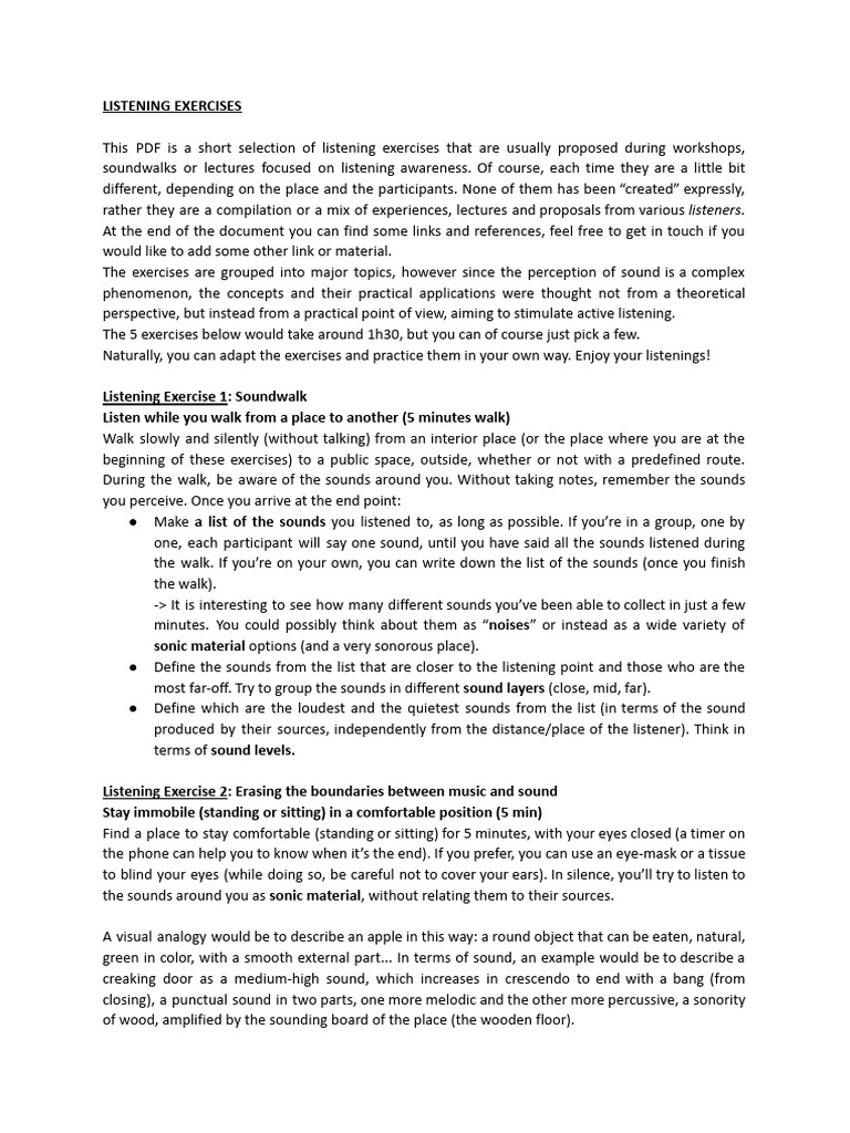 Listening Awareness Exercises PDF | PDF | Sound | Orchestras