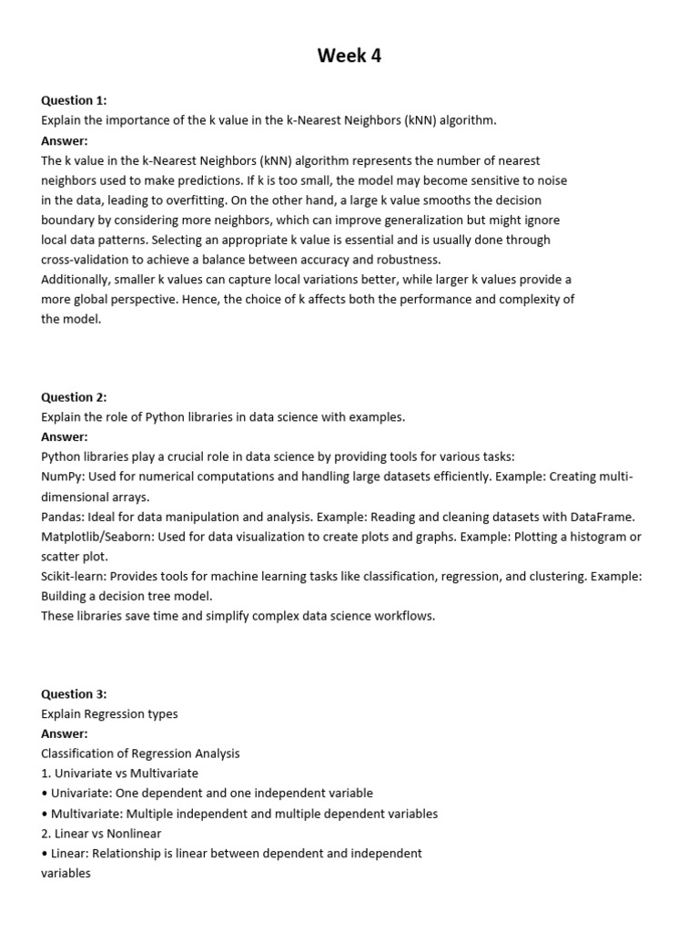Week 4 Q&A | PDF | Statistical Classification | Regression Analysis