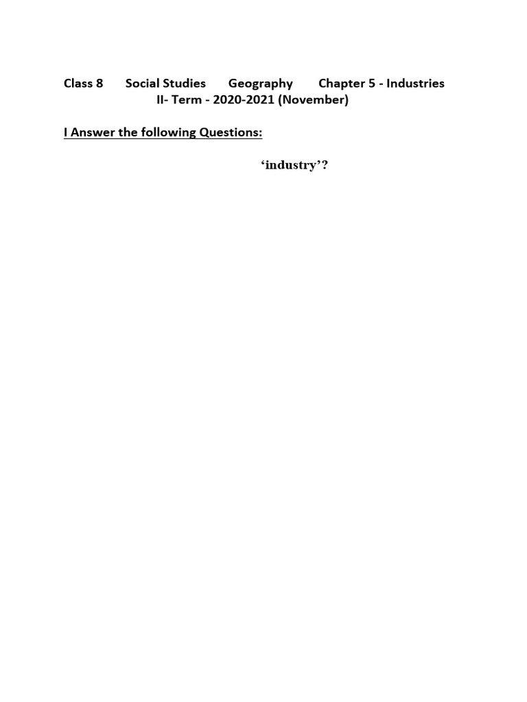 Class 8 Geography Chapter 5: Industries Notes | PDF | Raw Material | Sea