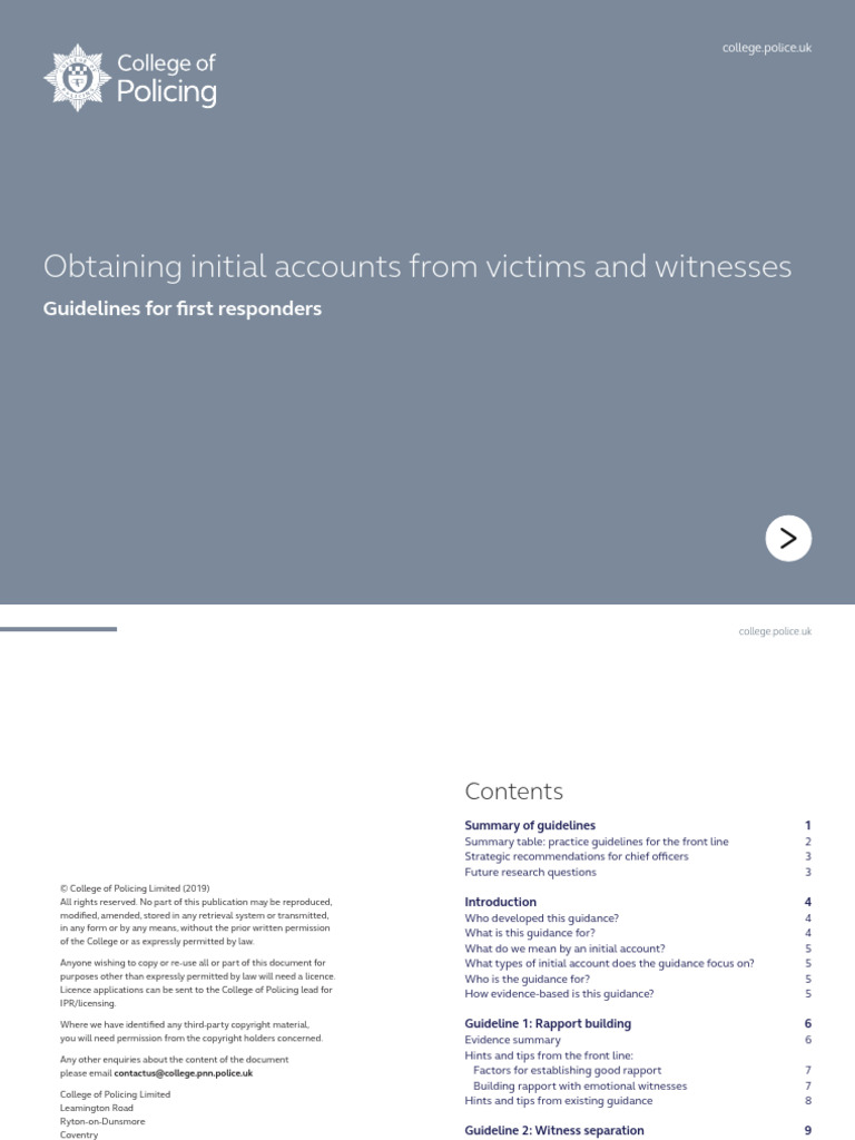 Guidelines for Eliciting Witness Accounts | PDF | Witness | Recall (Memory)