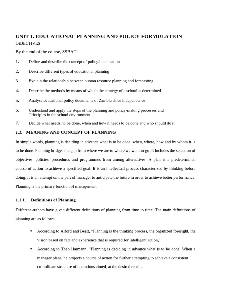 EDUCATIONAL PLANNING AND POLICY FORMULATION ELM41001 PDF Cost