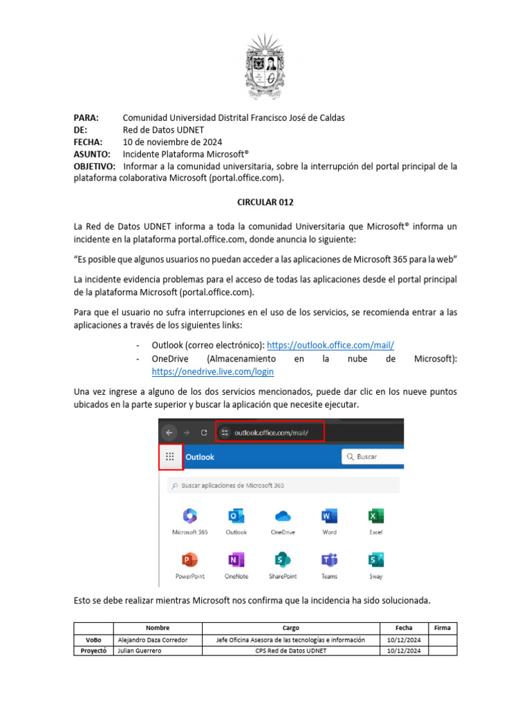 Circular 012 - Portal Microsoft | PDF