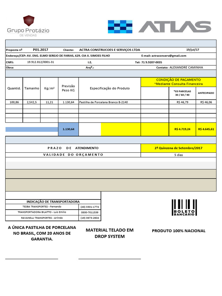 P01.2017 - ACTRA CONSTRUCOES+ATLAS+19072017 | PDF
