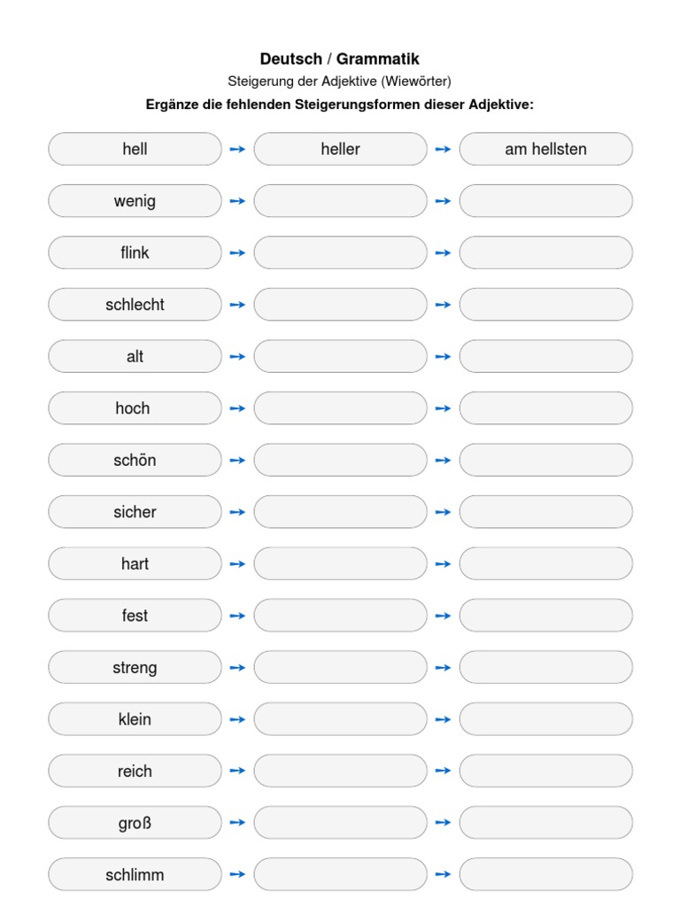 Deutsch Grammatik Adjektive Steigerung Nr 4