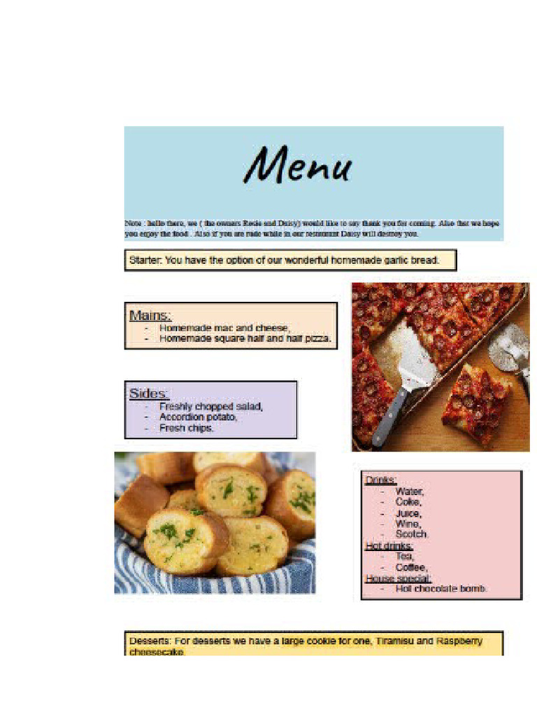 Menu Template | PDF