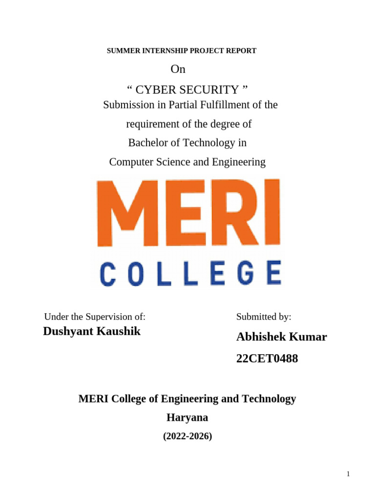 Cyber Security Internship Report | PDF | Security | Computer Security