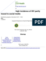 Department of Health - DOH Study Says High Incidence of HIV Partly Traced to Social Media - 2011-11-09