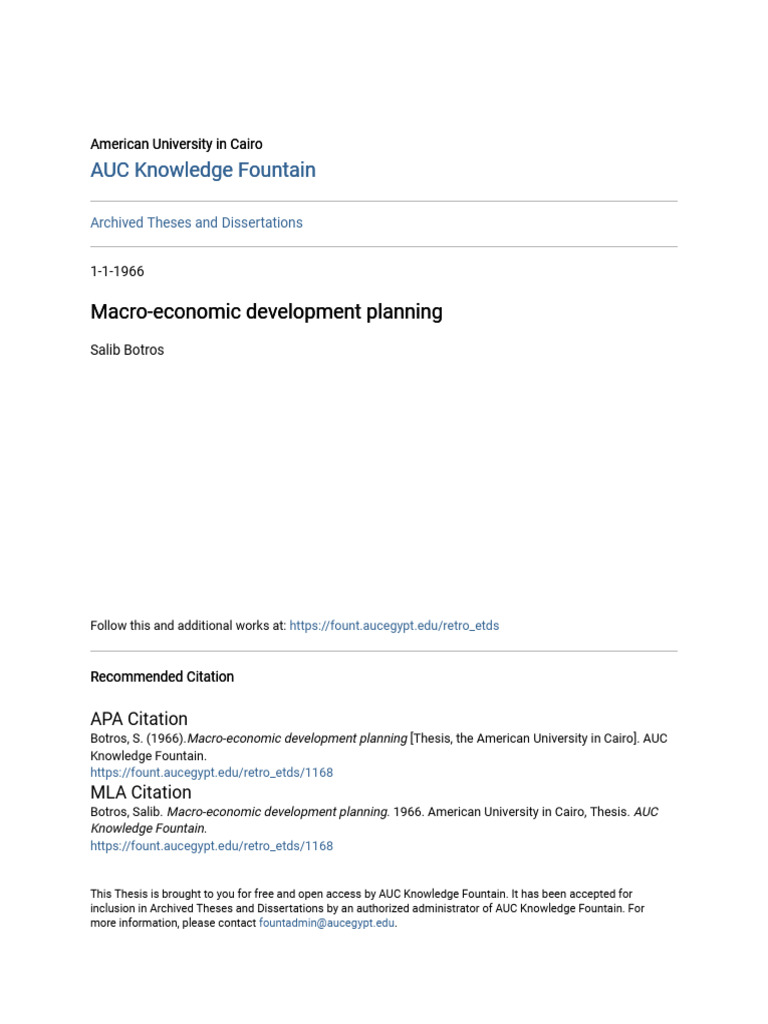 Macro-Economic Development Planning | PDF