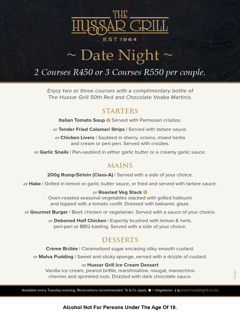 19575H A5 Date Night Menu | PDF