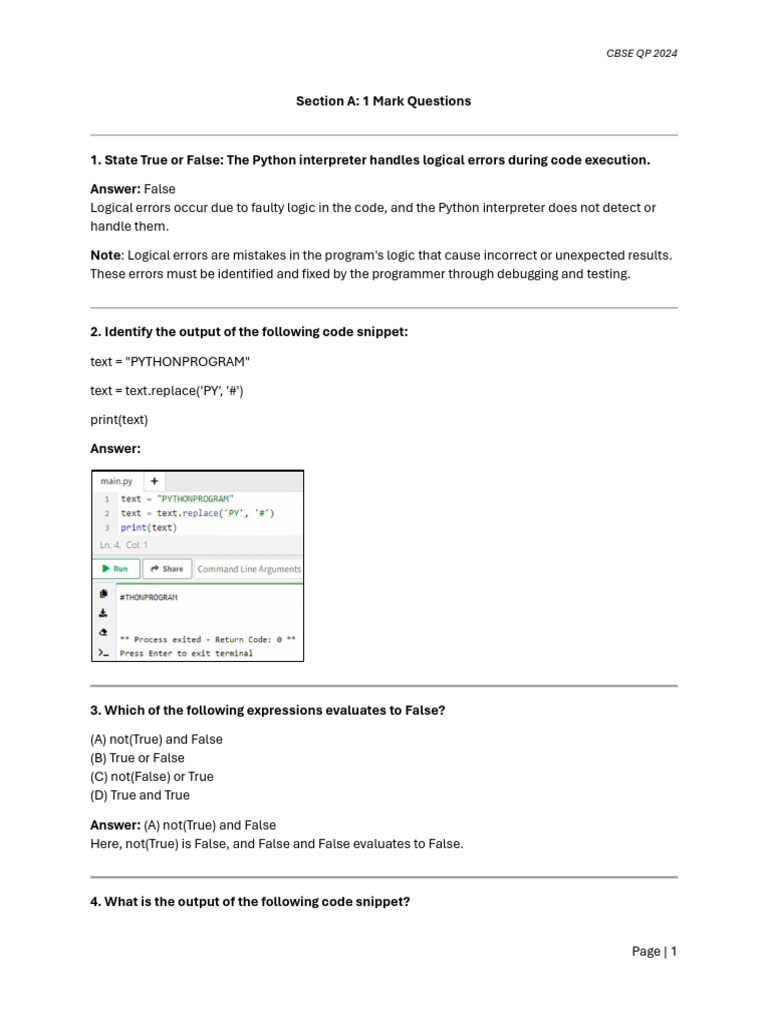 Class 12 - CBSE Computer Science | PDF | Parameter (Computer ...