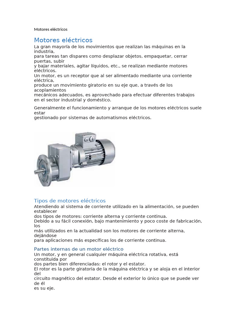 Motores Eléctricos en la Industria | PDF | Motor eléctrico | Inductor