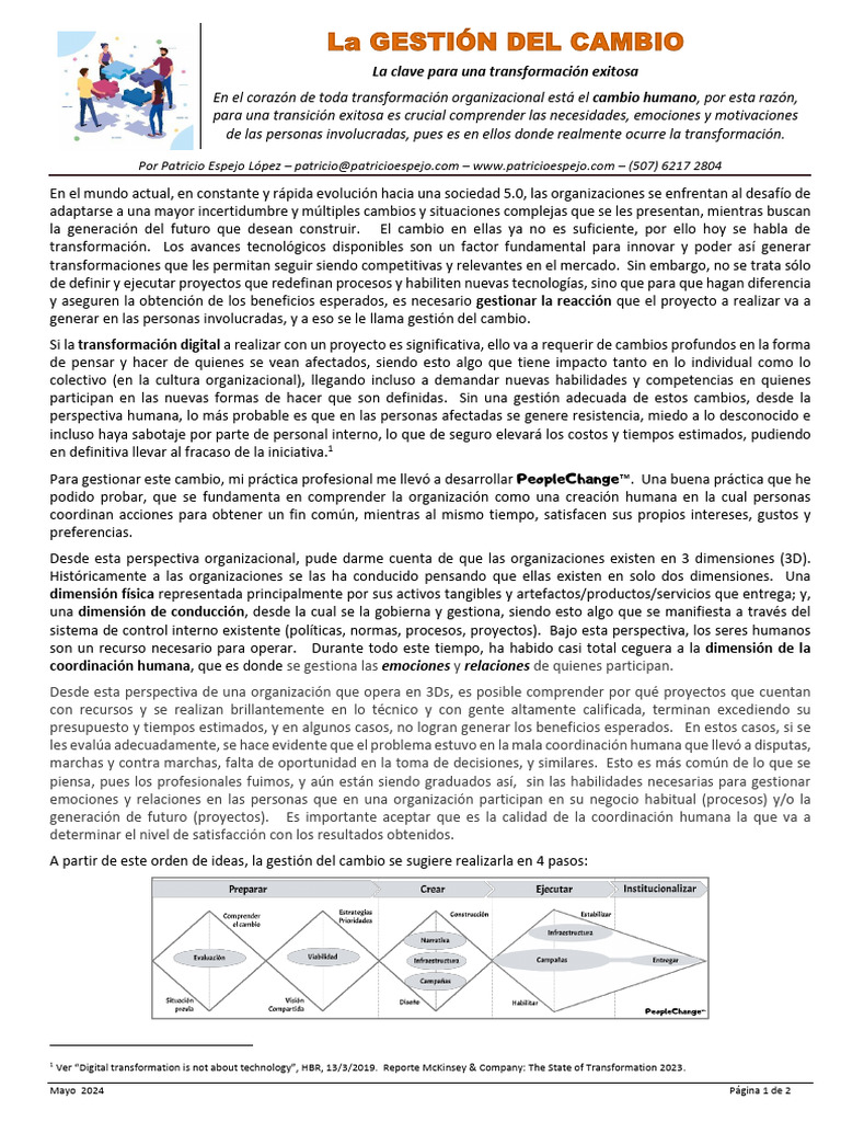 La Gestión Del Cambio - Clave para Una Transformación Exitosa | PDF